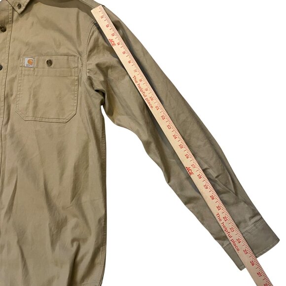 Carhartt Mens Relaxed Fit Button-Up Khaki Shirt Size M - Picture 5 of 8
